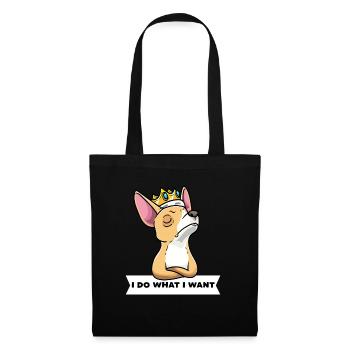 Chiweenie chien avec couronne - Sac en tissu - noir - Devant