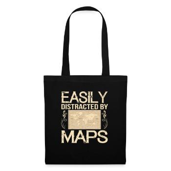 Facilement distrait par les cartes Carte de professeur de géographie - Sac en tissu - noir - Devant