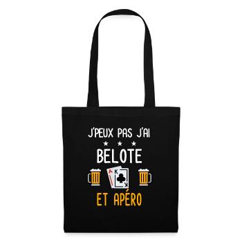 je peux pas belote cartes - Sac en tissu - noir - Devant