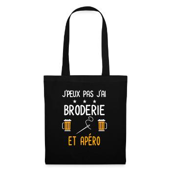 je peux pas broderie - Sac en tissu - noir - Devant