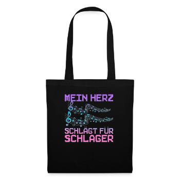 Mein Herz Schlägt Für Schlager Volksmusik Gaudi - Stoffbeutel - Schwarz - Vorne