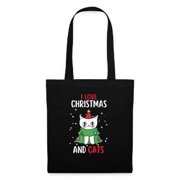 I Love Christmas and Cats Cat Christmas - Tote Bag - black - Front