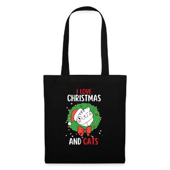 J’aime Noël et Chats Chat Noël - Sac en tissu - noir - Devant