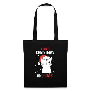 I Love Christmas and Cats Cat Christmas - Tote Bag - black - Front