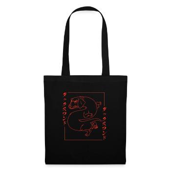 Japanischer Dackel Drache Dog Fun Dackel - Stoffbeutel - Schwarz - Vorne