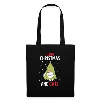 I Love Christmas and Cats Cat Christmas - Tote Bag - black - Front