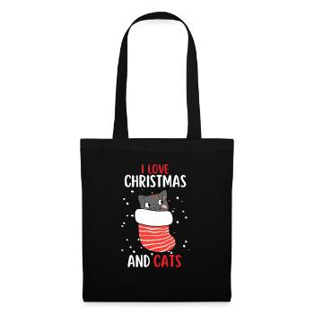 J’aime Noël et Chats Chat Noël - Sac en tissu - noir - Devant
