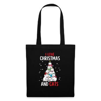 I Love Christmas and Cats Cat Christmas - Tote Bag - black - Front