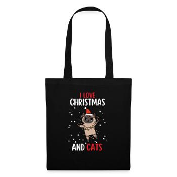 I Love Christmas and Cats Cat Christmas - Tote Bag - black - Front