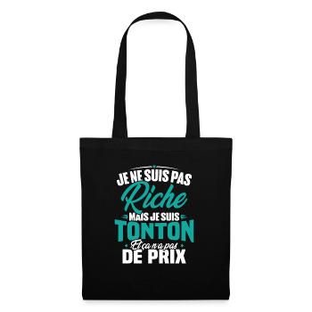 Je ne suis pas riche mais je suis tonton - Sac en tissu - noir - Devant