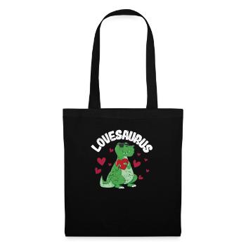 Valentinstag Dinosaurier Trex Valentinstag Liebe - Stoffbeutel - Schwarz - Vorne