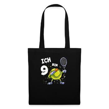 Ich bin 9 Jahre Tennis 9. Geburtstag - Stoffbeutel - Schwarz - Vorne