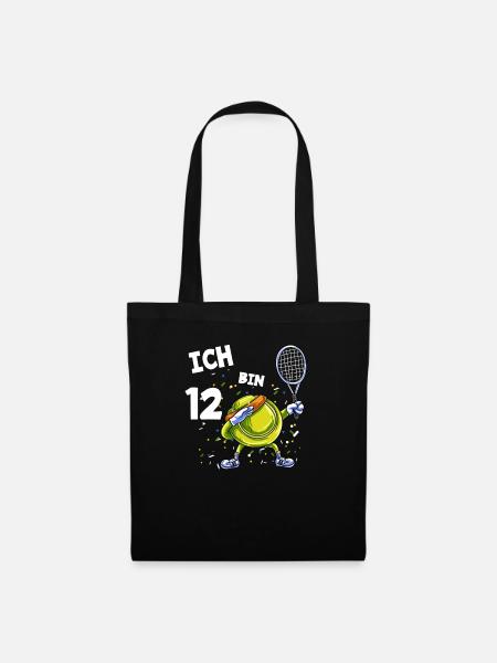 Ich bin 12 Jahre Tennis 12. Geburtstag - Stoffbeutel - Schwarz