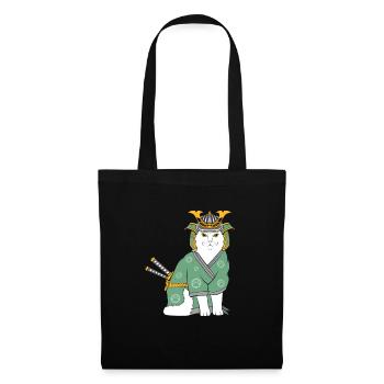 Neko Samurai Drôle - Sac en tissu - noir - Devant