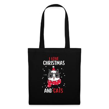 J’aime Noël et Chats Chat Noël - Sac en tissu - noir - Devant