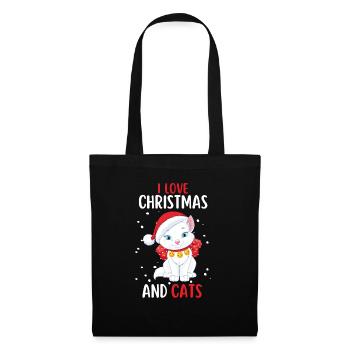 J’aime Noël et Chats Chat Noël - Sac en tissu - noir - Devant