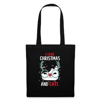 J’aime Noël et Chats Chat Noël - Sac en tissu - noir - Devant