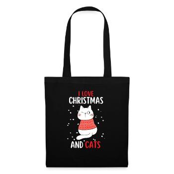 J’aime Noël et Chats Chat Noël - Sac en tissu - noir - Devant
