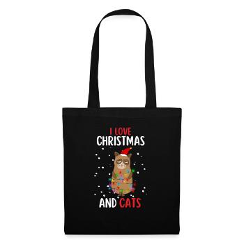 J’aime Noël et Chats Chat Noël - Sac en tissu - noir - Devant