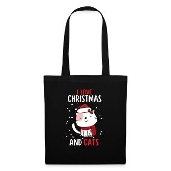 I Love Christmas and Cats Cat Christmas - Tote Bag - black - Front