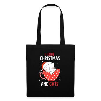 I Love Christmas and Cats Cat Christmas - Tote Bag - black - Front