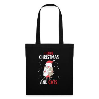 J’aime Noël et Chats Chat Noël - Sac en tissu - noir - Devant