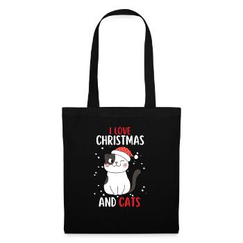 J’aime Noël et Chats Chat Noël - Sac en tissu - noir - Devant