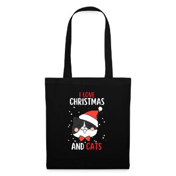 I Love Christmas and Cats Cat Christmas - Tote Bag - black - Front