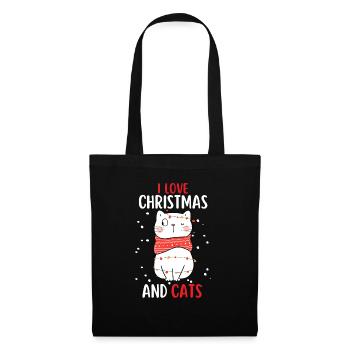 I Love Christmas and Cats Cat Christmas - Tote Bag - black - Front