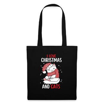 I Love Christmas and Cats Cat Christmas - Tote Bag - black - Front