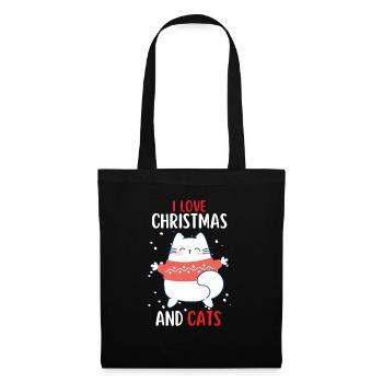 I Love Christmas and Cats Cat Christmas - Tote Bag - black - Front