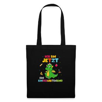 Ich bin jetzt ein Kindergartenkind Drache - Stoffbeutel - Schwarz - Vorne