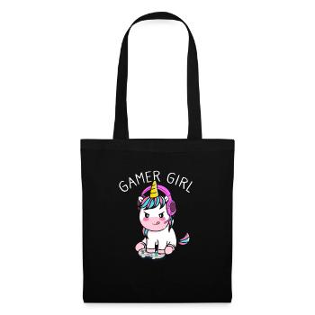 Gamer Girl Gamer Einhorn - Stoffbeutel - Schwarz - Vorne