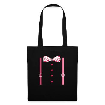 Bretelles de Saint-Valentin et nœud papillon - Sac en tissu - noir - Devant