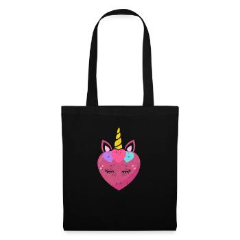 Mignon cœur de licorne Licornes de Saint-Valentin - Sac en tissu - noir - Devant