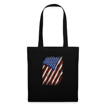 Valentine's Day American Flag Hearts USA Love - Tote Bag - black - Front