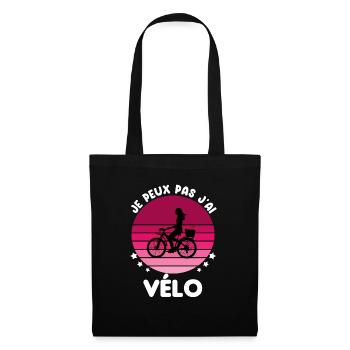 je peux pas j'ai vélo cyclisme vintage femme - Sac en tissu - noir - Devant