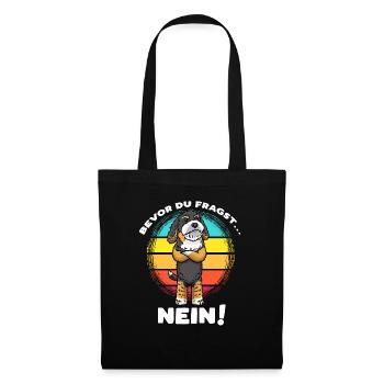 Bernedoodle Hund Stur Nein - Stoffbeutel - Schwarz - Vorne