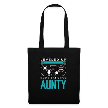 Leveled Up to Aunty Gamer Aunt Gaming Auntie Famil - Stoffbeutel - Schwarz - Vorne