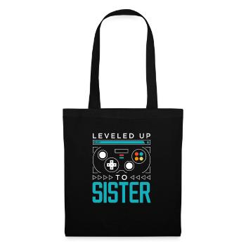 Leveled Up to Sister Gamer Sibling Gaming sis - Stoffbeutel - Schwarz - Vorne