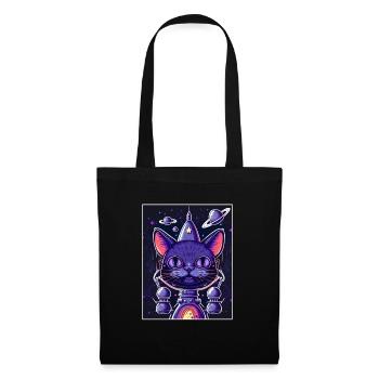 Cat Space Astronaut Space Neon Rockets - Tote Bag - black - Front