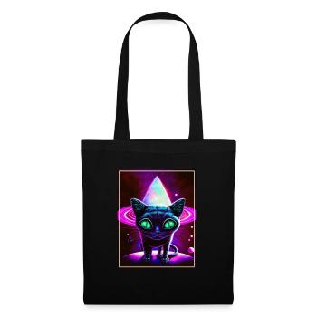Cat Space Astronaut Space Neon Rockets - Tote Bag - black - Front