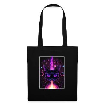 Cat Space Astronaut Space Neon Rockets - Tote Bag - black - Front