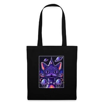 Cat Space Astronaut Space Neon Rockets - Tote Bag - black - Front