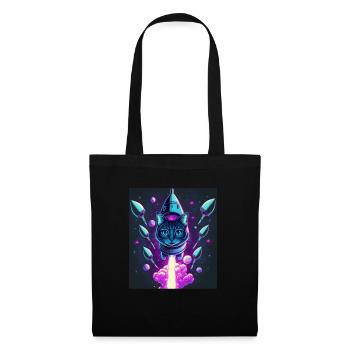 Cat Space Astronaut Space Neon Rockets - Tote Bag - black - Front