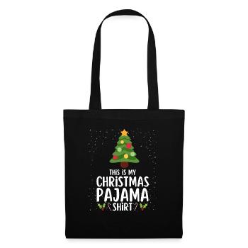 Weihnachten Pyjama Schlafanzug Schlafshirt - Stoffbeutel - Schwarz - Vorne