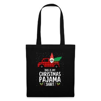 Weihnachten Pyjama Schlafanzug Schlafshirt - Stoffbeutel - Schwarz - Vorne