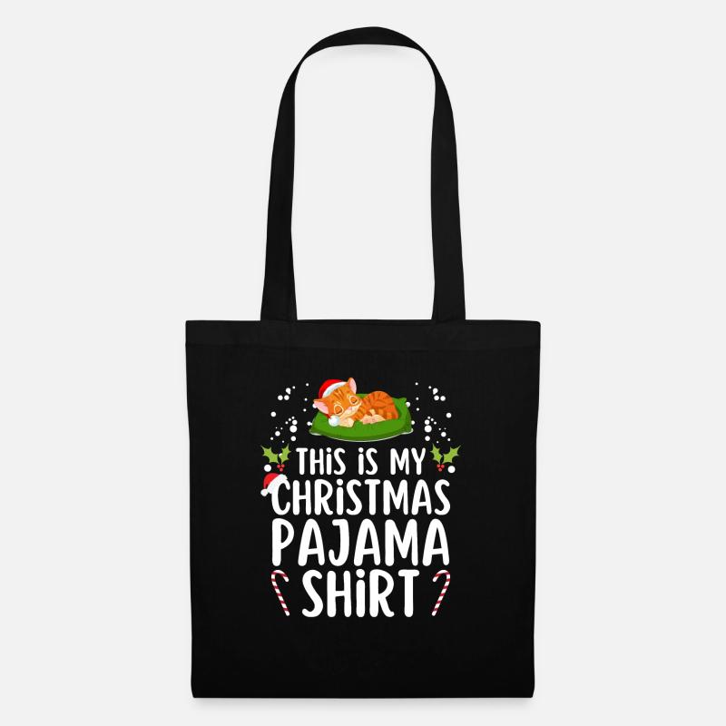 Weihnachten Pyjama Schlafanzug Schlafshirt - Stoffbeutel - Schwarz
