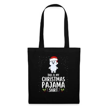 Weihnachten Pyjama Schlafanzug Schlafshirt - Stoffbeutel - Schwarz - Vorne