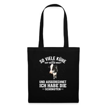 Kühe und Ich habe die Schönsten Kühe - Stoffbeutel - Schwarz - Vorne